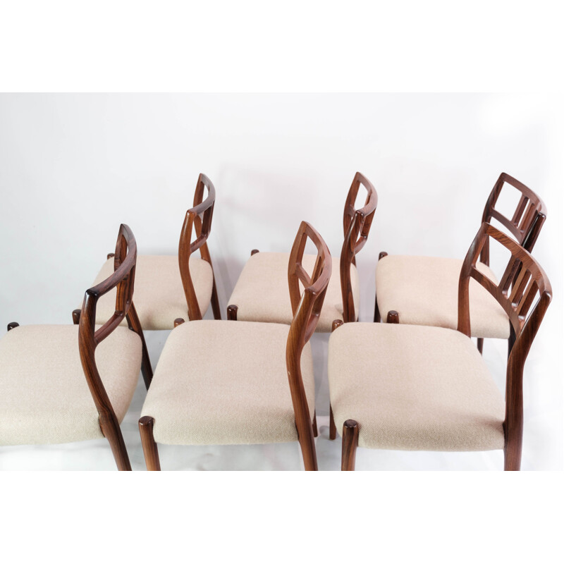 Set of 6 vintage dining chairs model 79 by N.O. Moeller for J.L. Moeller, 1960s