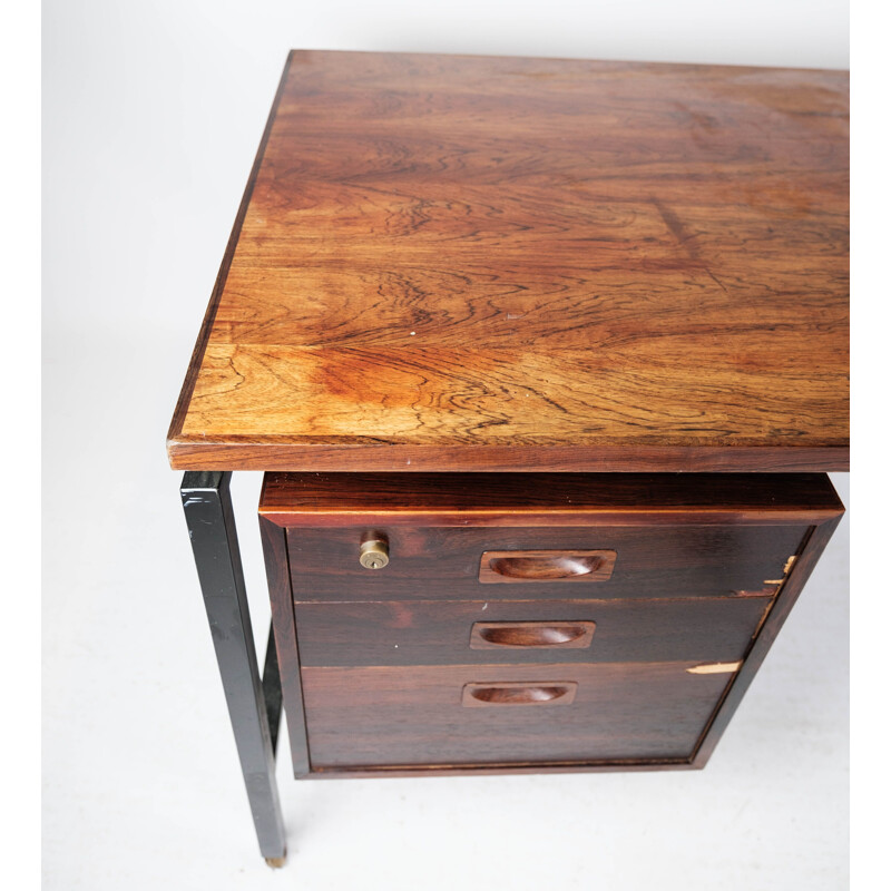 Vintage desk in rosewood and metal legs, Denmark 1960