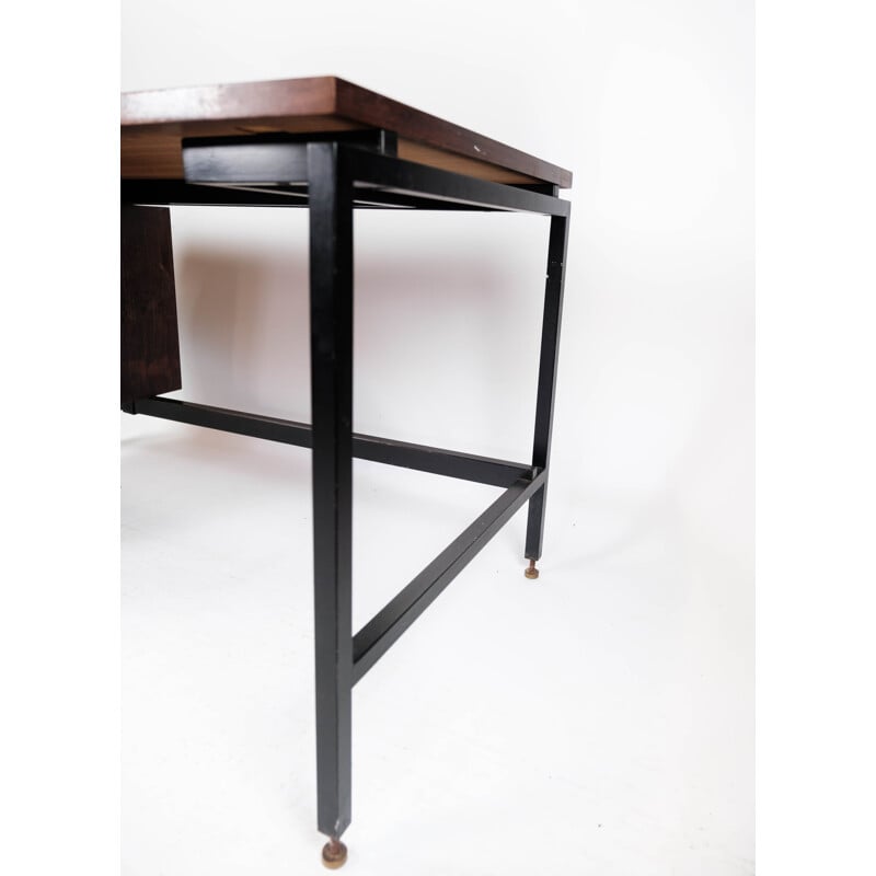 Vintage desk in rosewood and metal legs, Denmark 1960