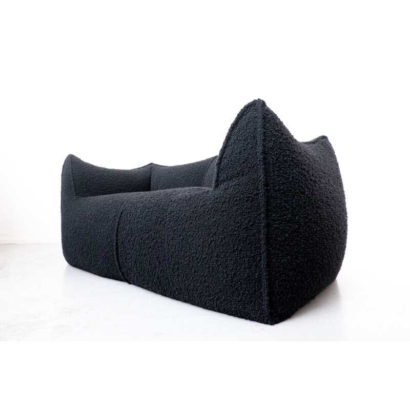 Vintage black bouclette fabric Le Bambole sofa by Mario Bellini for B&B Italia, 1970s