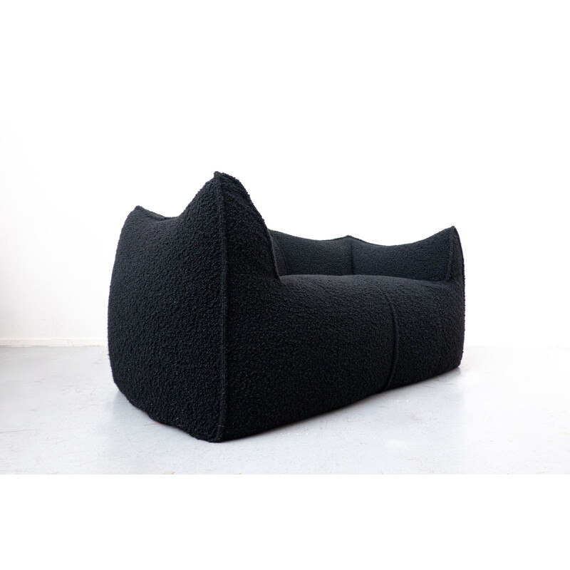 Vintage black bouclette fabric Le Bambole sofa by Mario Bellini for B&B Italia, 1970s