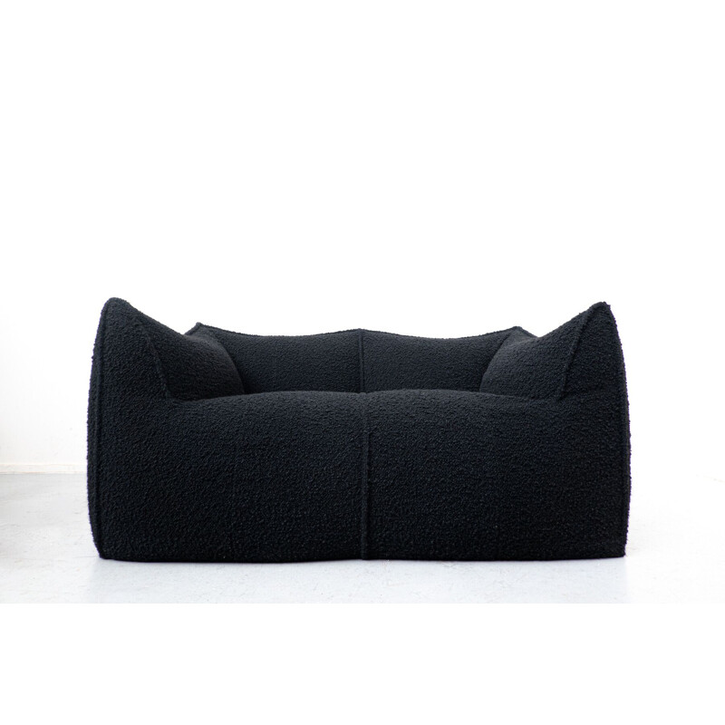 Vintage black bouclette fabric Le Bambole sofa by Mario Bellini for B&B Italia, 1970s