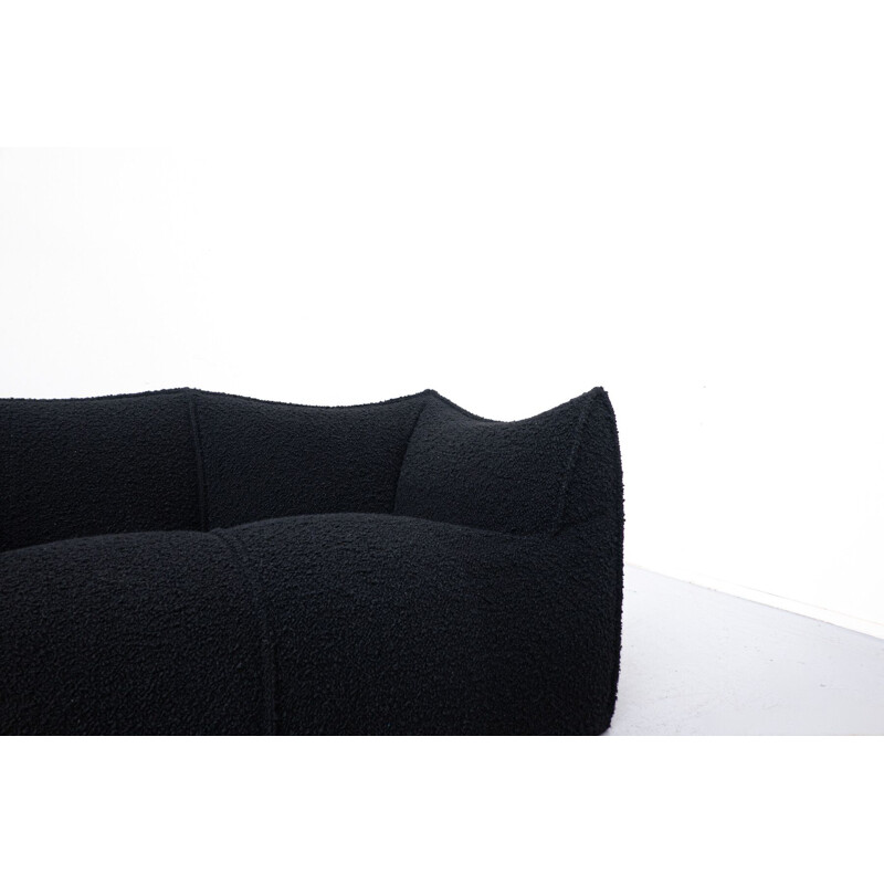 Vintage black bouclette fabric Le Bambole sofa by Mario Bellini for B&B Italia, 1970s