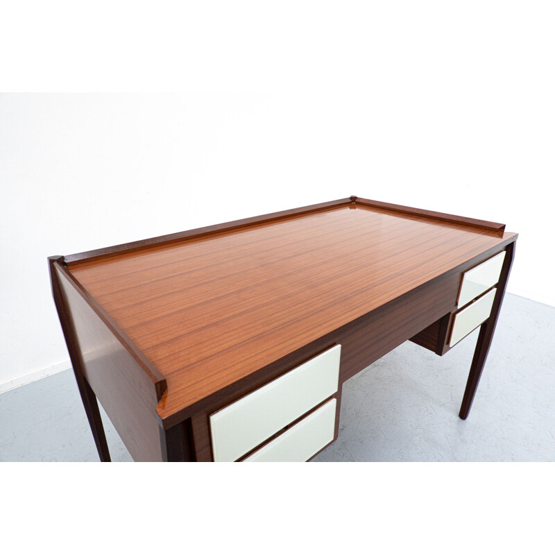 Mid-century Italian wood and glass desk, 1950s