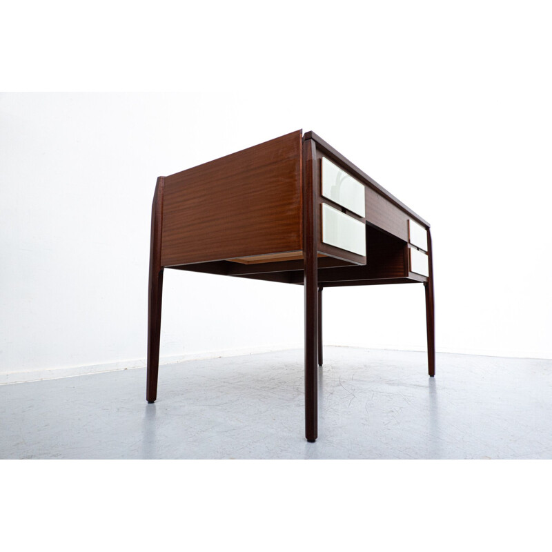 Mid-century Italian wood and glass desk, 1950s