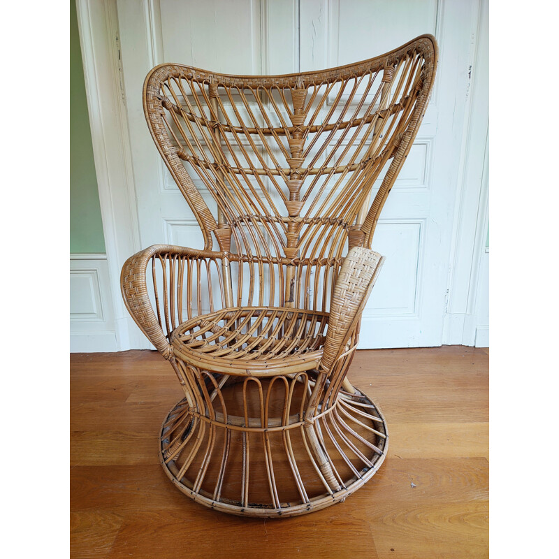 Vintage rattan armchair by Gio PONTI and Lio Carminati, 1950