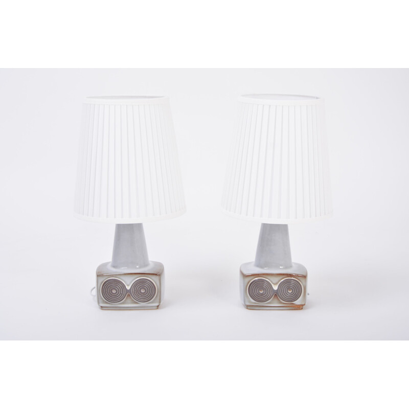 Paire de lampes de table danoises blanches vintage par Einar Johansen pour Soholm