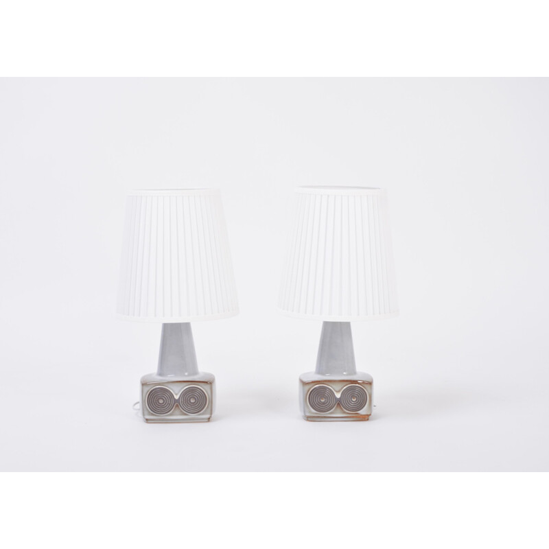 Pair of vintage white Danish table lamps by Einar Johansen for Soholm