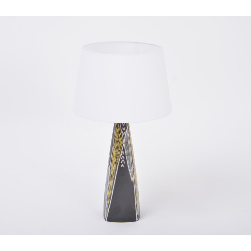 Vintage black ceramic table lamp by Holm Sørensen and Svend Aage Jensen for Søholm, Denmark 1955