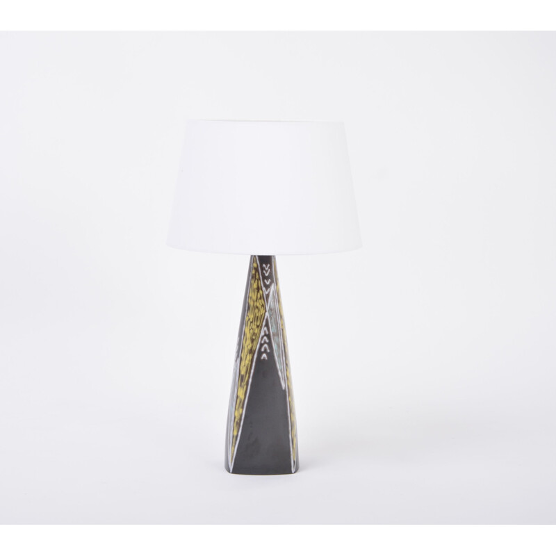 Vintage black ceramic table lamp by Holm Sørensen and Svend Aage Jensen for Søholm, Denmark 1955