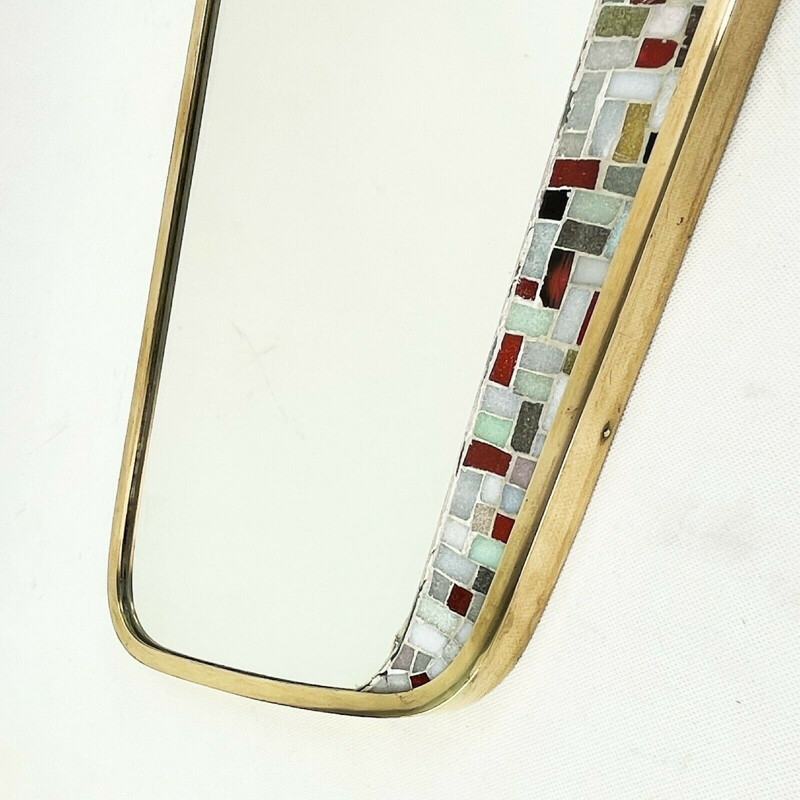 Vintage asymmetrical wall mirror with mosaic, Germany 1950