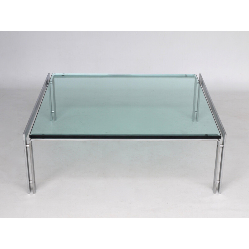 Vintage glass coffee table "M1" by Hank Kwint for Metaform, 1980