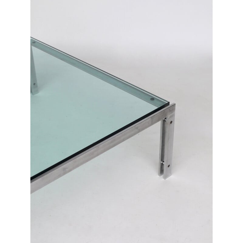 Vintage glass coffee table "M1" by Hank Kwint for Metaform, 1980