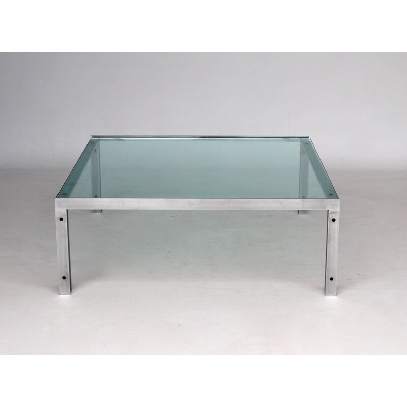 Vintage glass coffee table "M1" by Hank Kwint for Metaform, 1980