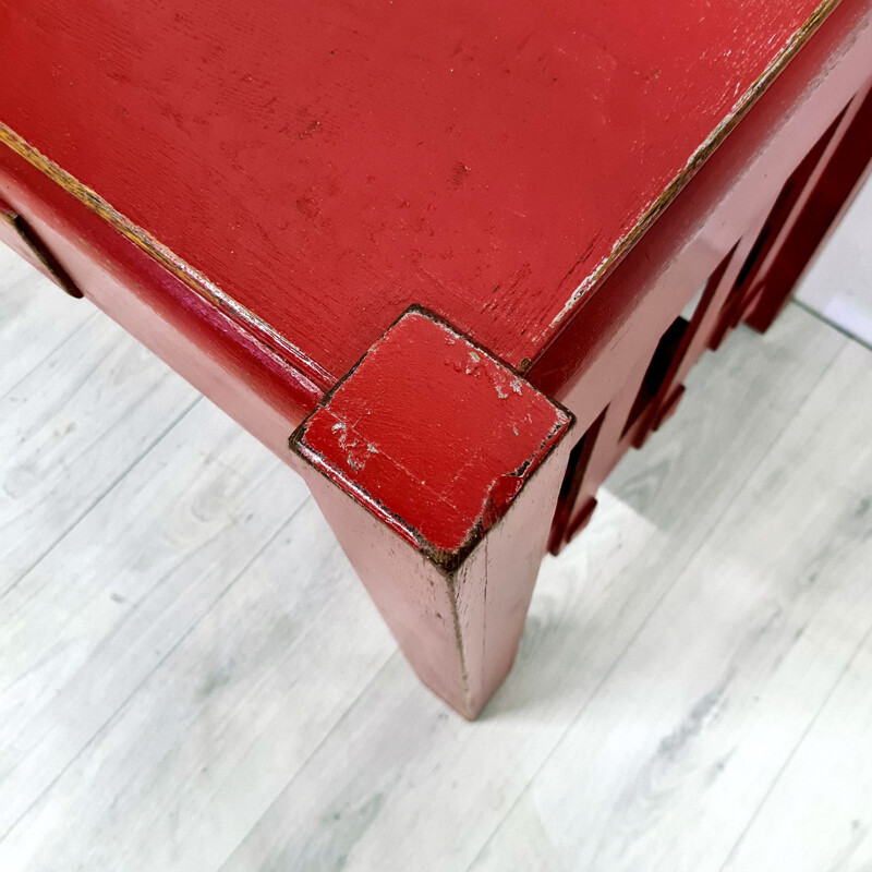 Vintage Arts and crafts patinated red writing desk, USA 1920s