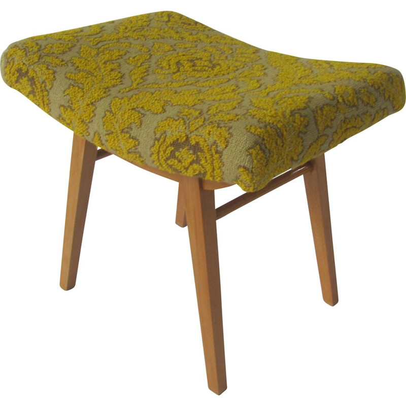 Vintage footrest in yellow by Západoslovenské Nábytkářské Závody, Czechoslovakia 1966