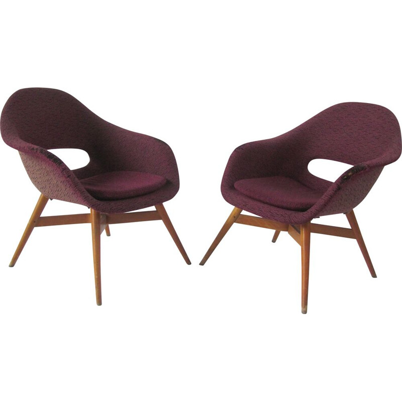 Pair of Small Shell armchairs by Navrátil, Czechoslovakia 1960s