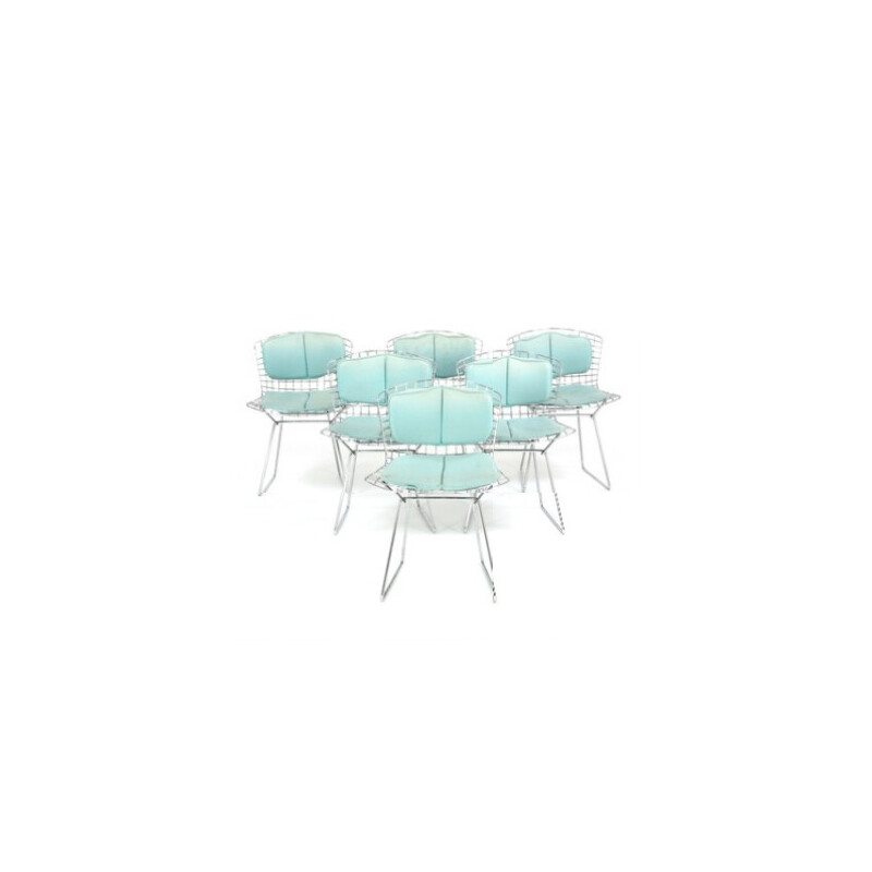 Set of 6 Knoll chairs in metal and fabric, Harry BERTOIA - 1980