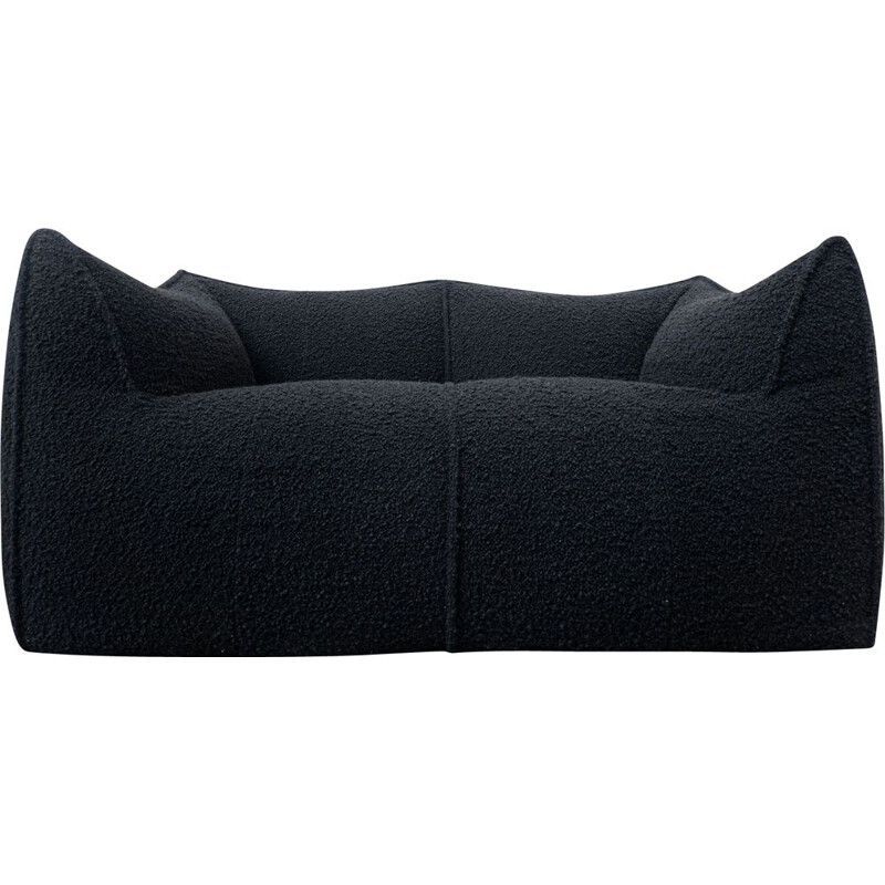 Vintage black bouclette fabric Le Bambole sofa by Mario Bellini for B&B Italia, 1970s