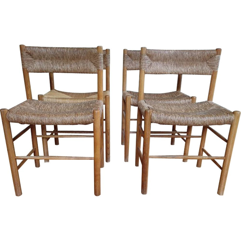 Conjunto de 4 sillas de mantillo vintage de Dordogne Robert Sentou, 1960