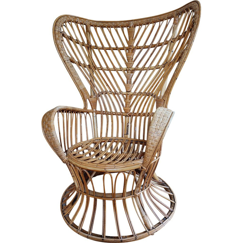 Vintage rattan armchair by Gio PONTI and Lio Carminati, 1950