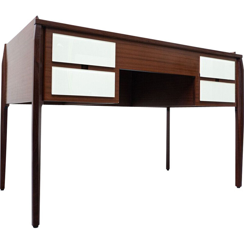 Mid-century Italian wood and glass desk, 1950s