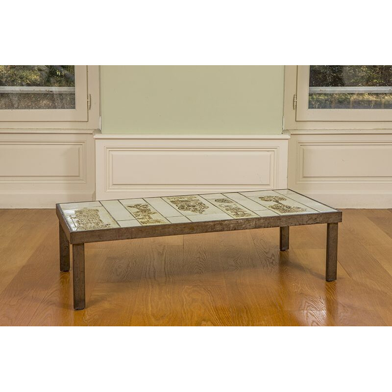 Vintage ceramic coffee table by Roger Capron