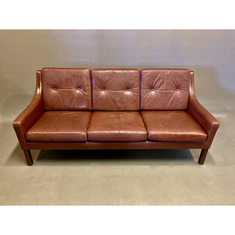 Vintage leather 3 seater sofa, 1950