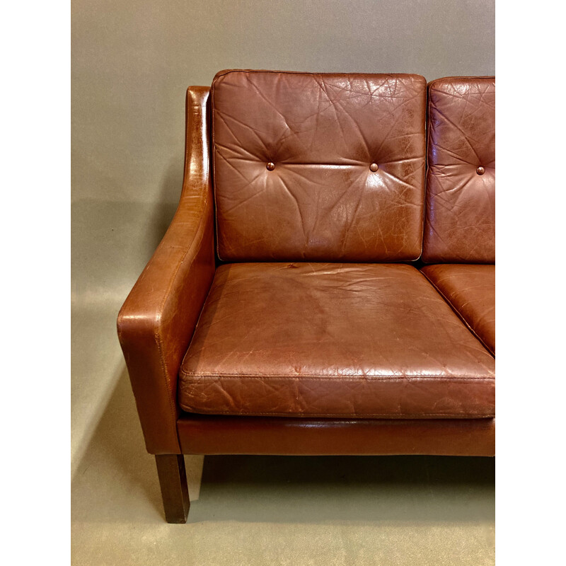 Vintage leather 3 seater sofa, 1950