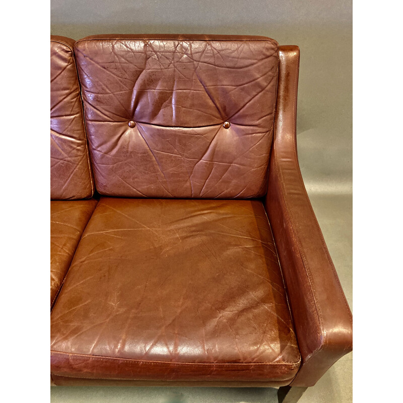 Vintage leather 3 seater sofa, 1950