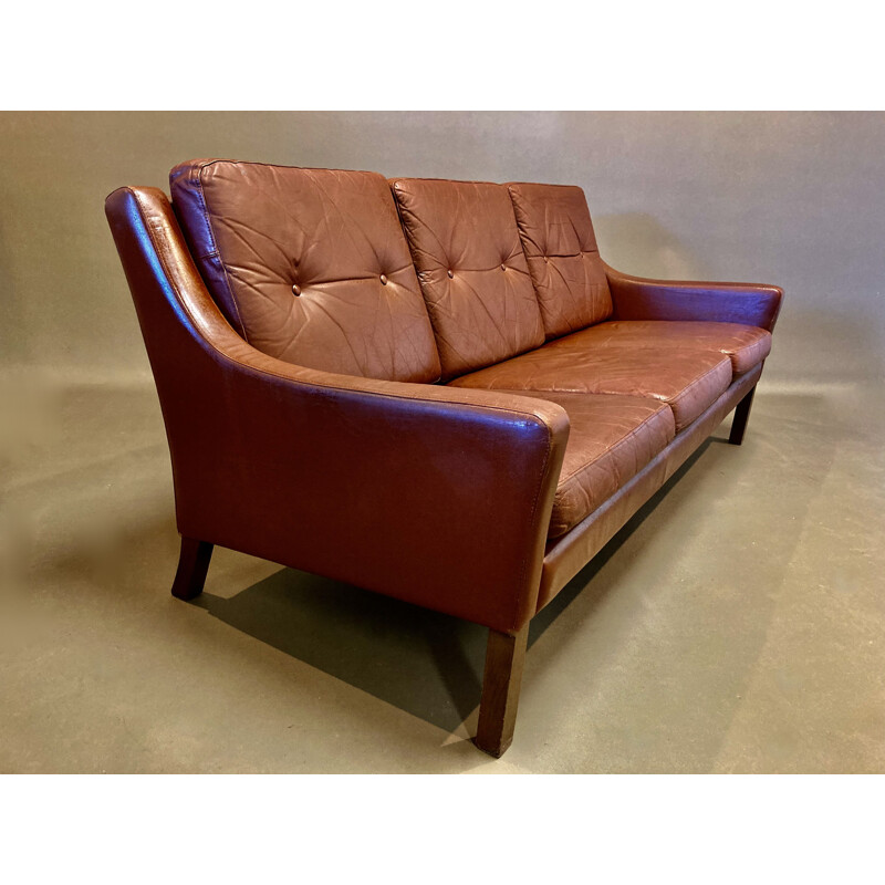 Vintage leather 3 seater sofa, 1950