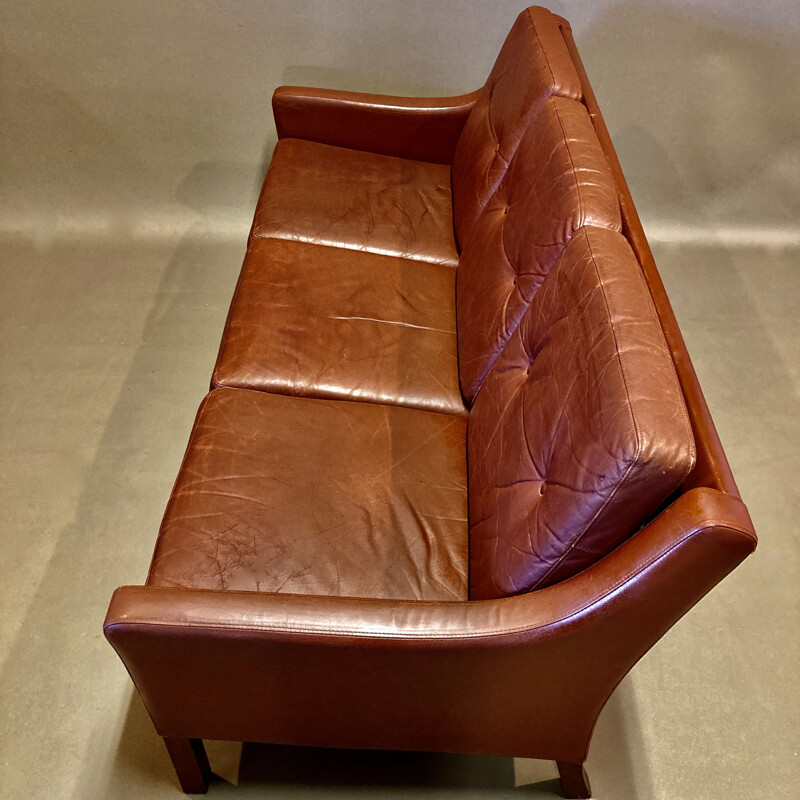 Vintage leather 3 seater sofa, 1950