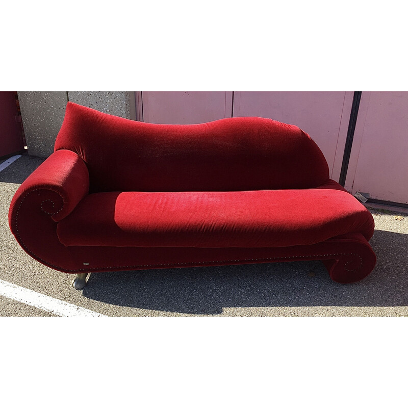 Ensemble de canapé et fauteuil vintage Bretz en velours rouge