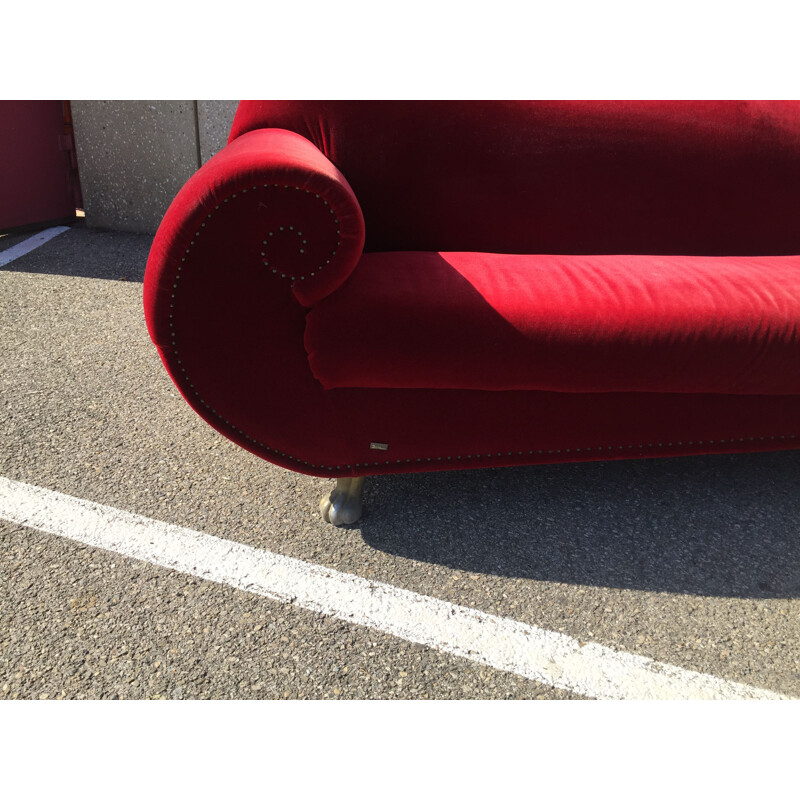 Bretz vintage sofa and armchair set in red velvet