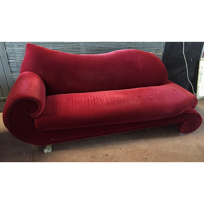 Bretz vintage sofa and armchair set in red velvet