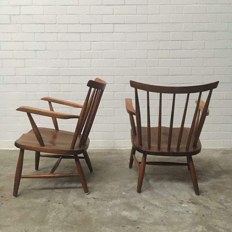 Paar vintage houten fauteuils