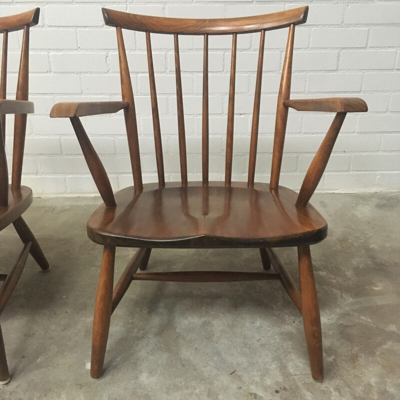 Pair of vintage wood armchairs