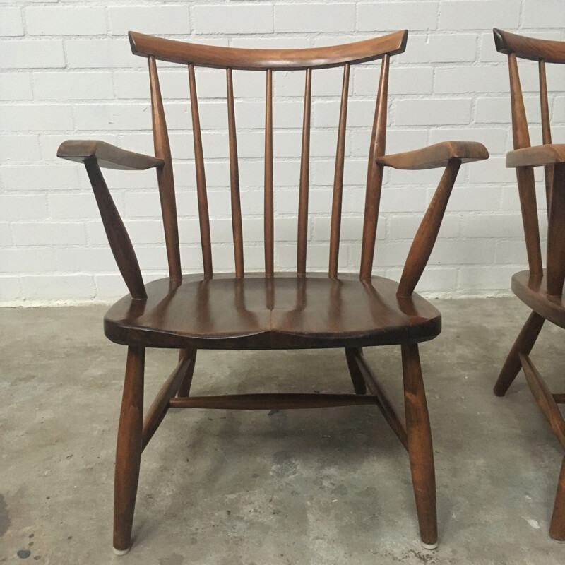 Pair of vintage wood armchairs