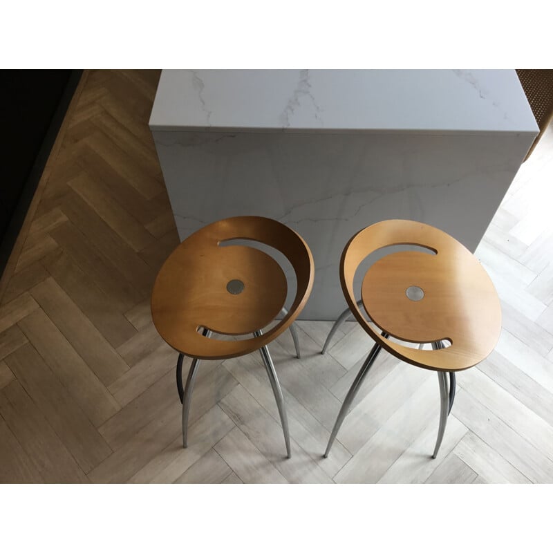 Pair of vintage Lyra bar stools by Mira Design Group Italia for Magis