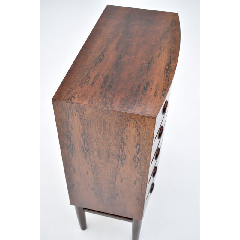 Rosewood vintage bow fronted chest of drawers by Kai Kristiansen