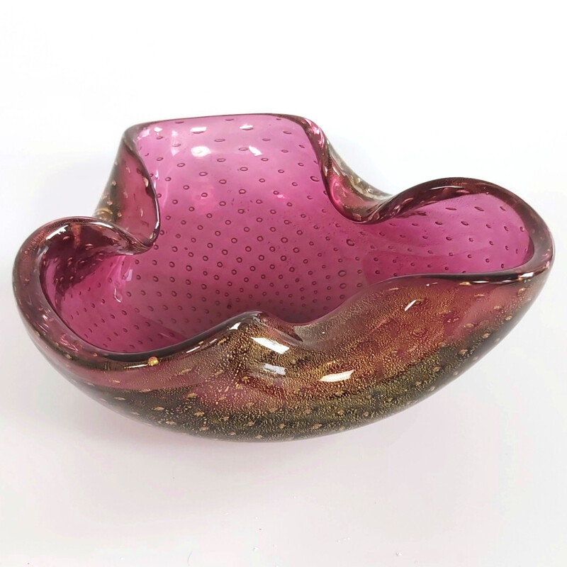 Vintage Murano Bullicante glass bowl by Barovier & Toso, Italy 1960s