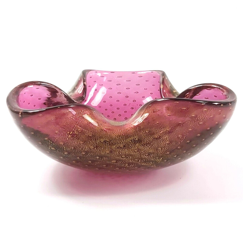 Vintage Murano Bullicante glass bowl by Barovier & Toso, Italy 1960s