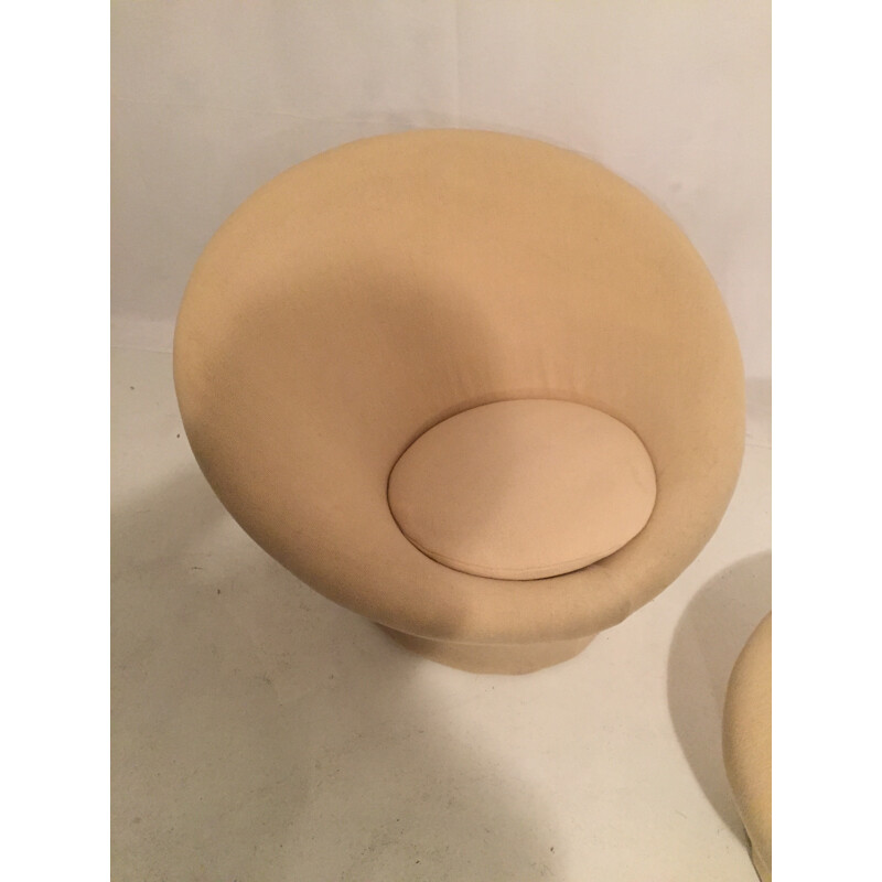 Beige armchair "Muschroom" with its ottoman, Pierre PAULIN - 1970s