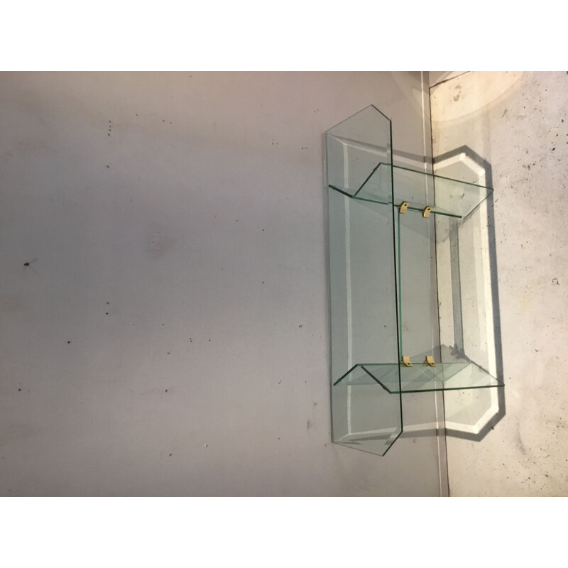 Mesa auxiliar de cristal vintage de Leon Rosen, 1980