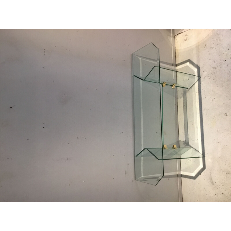 Vintage glass side table by Leon Rosen, 1980