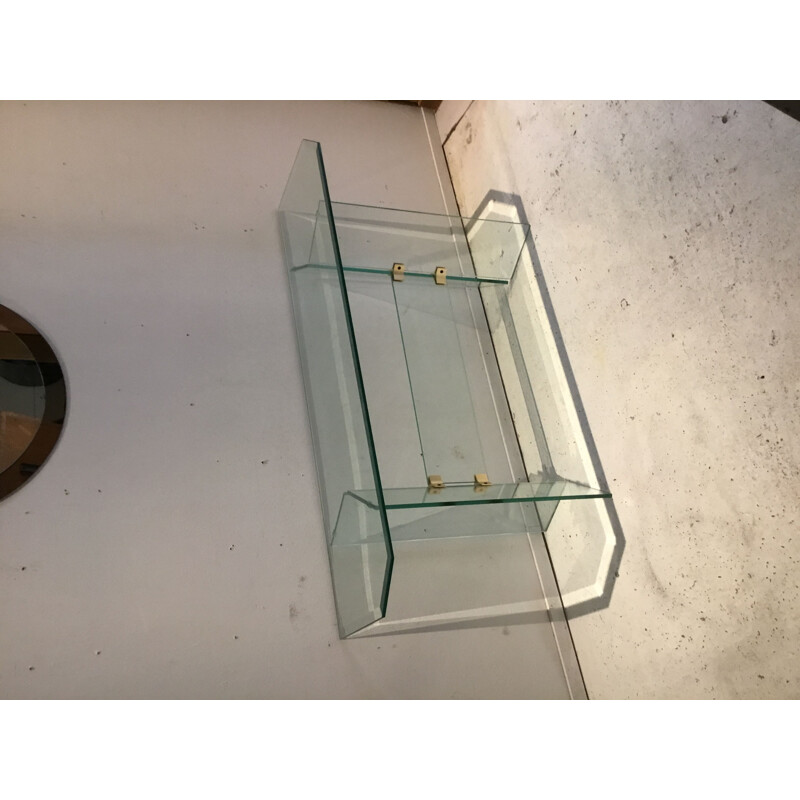 Vintage glass side table by Leon Rosen, 1980