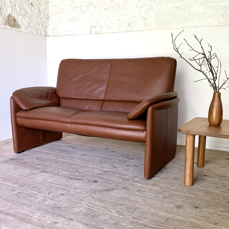 Vintage camel leather sofa by Axel Enthoven, 1980