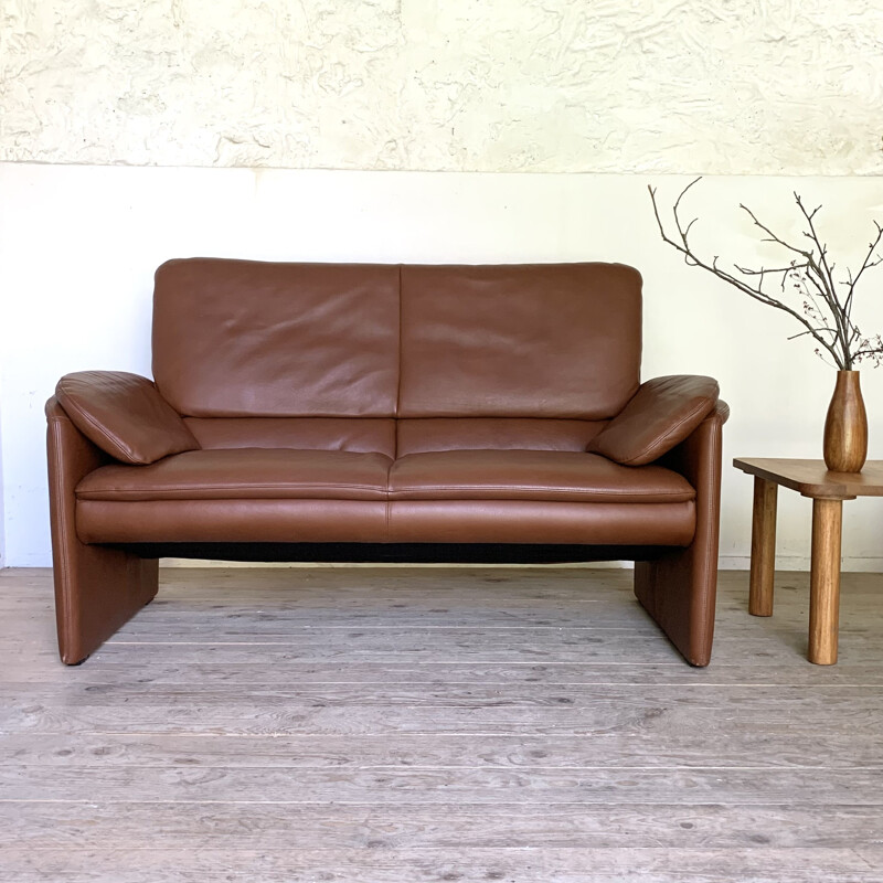 Vintage camel leather sofa by Axel Enthoven, 1980