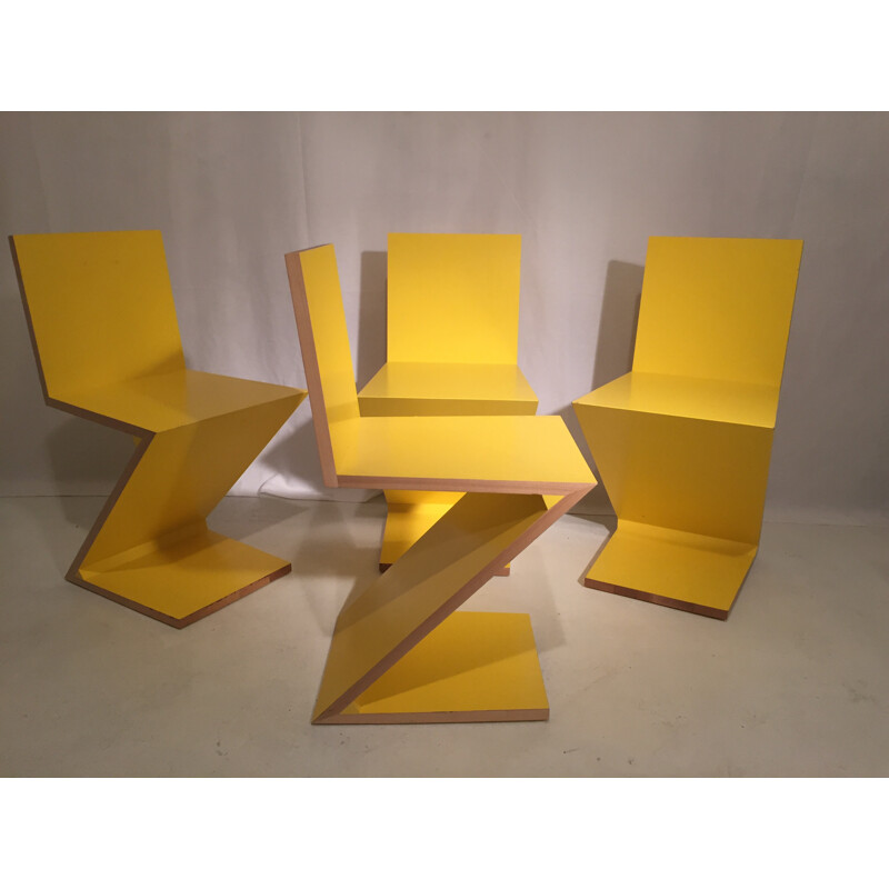 Set of 4 chairs "Zig Zag", Gerrit RIETVELD - 1990s