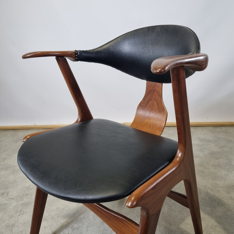 Set of 4 vintage cow horn chairs by Louis Van Teeffelen for Awa, 1950s